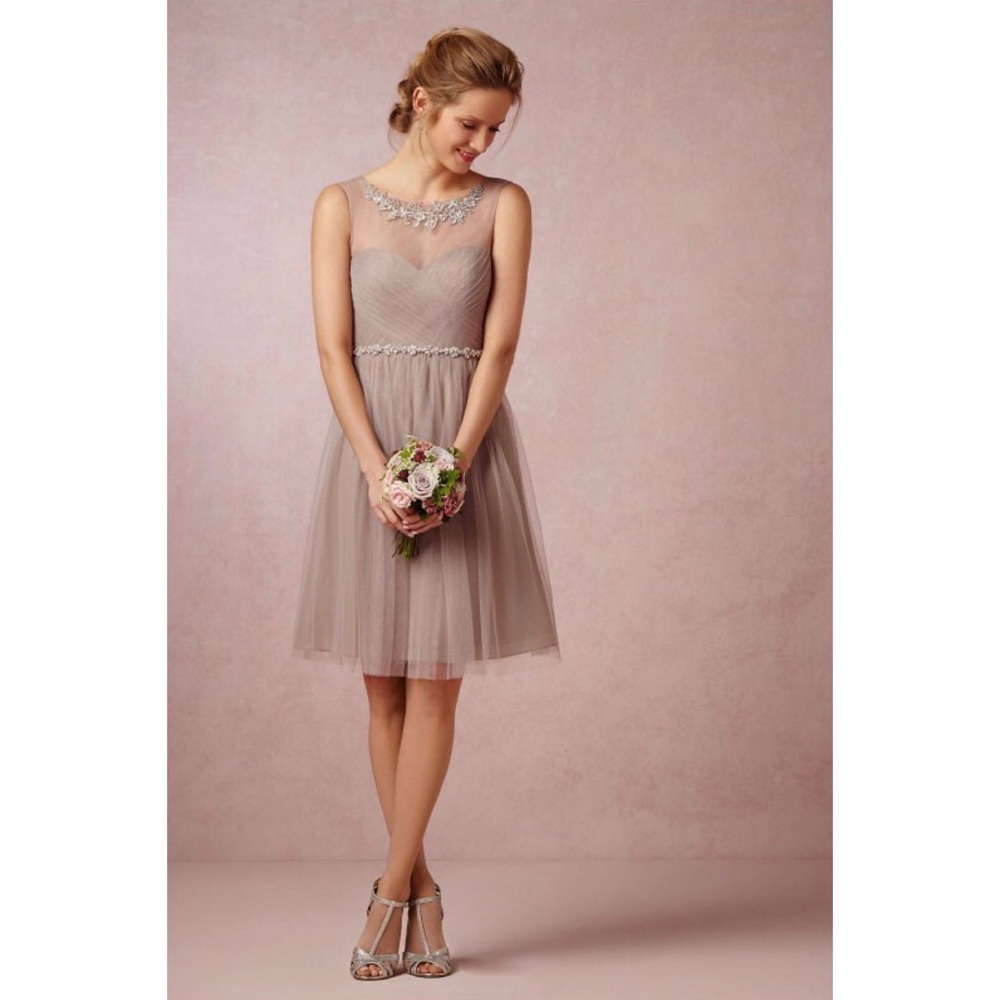 BHLDN Jenny Yoo Chloe Dress in Mink Grey - Picture 2 of 8